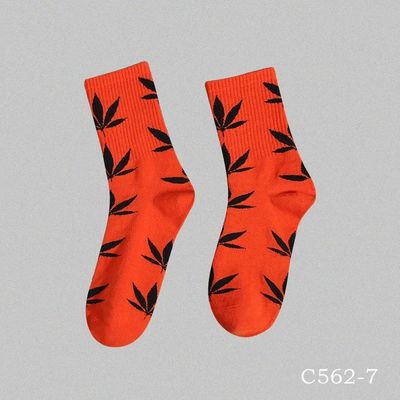 Calzini semplici con disegno di foglia Calzini di cotone Spandex Casual per donne e uomini 36-39 Dimensione donna