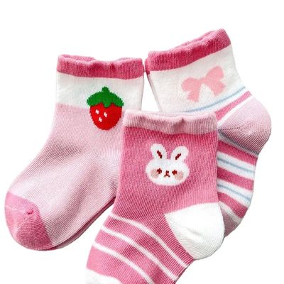 Spessore standard calze per bambini traspiranti con stampa rosa fragola stagione invernale