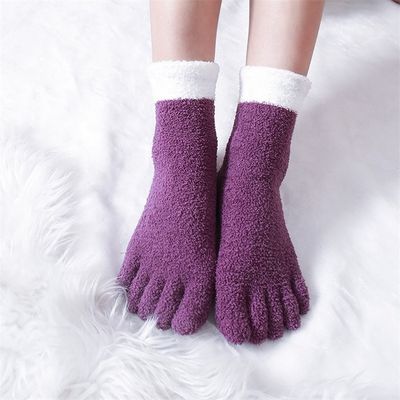 Anti-slip Donna Corallino Lana Cinque dita Inverno Spesso Acconciante Strisciato Cinque dita Calzini giornalieri