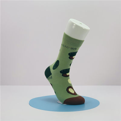Metodo di tessitura a maglia CREW Funny Happy Fashion Socks Custom Cartoon Food Fruit Print Socks