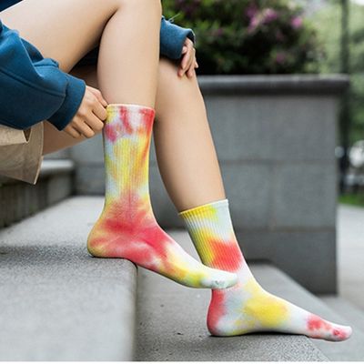 UNISEX 37-44 EU Dimensione Tie Dye Thin Candy Color Print Custom Calze sportive in tubo di cotone