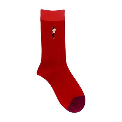 Calzini a maglia per donne rosso blu carino stampato ricamo antiscivolo calzini personalizzati