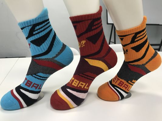 Calzini sportivi in cotone traspirante a stampa multicolore con stile regolare e cuscinetto