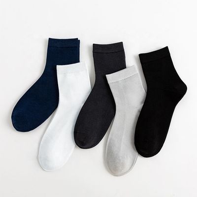 Calzini da abito in bambù di cotone da uomo Calzini casual a tubo corto a maglia massiccia nera traspirante