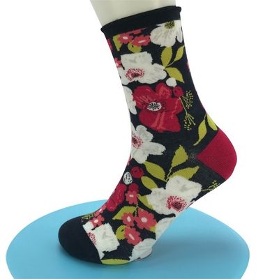 Stile regolare calze di bambù stampate in 3D a base di fiori per Natale personalizzate e traspirabili