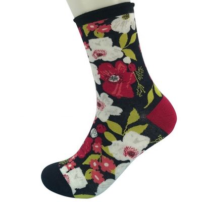 Stile regolare calze di bambù stampate in 3D a base di fiori per Natale personalizzate e traspirabili