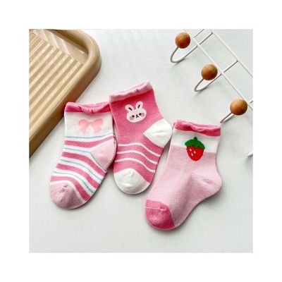 Calzini a maglia rosa antiscivolo traspiranti per bambini spessore standard