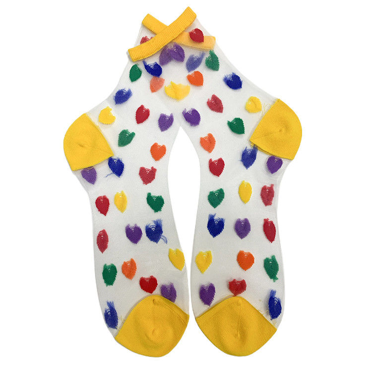 Sessuale calze a forma di cuore Jacquard Scarpe di seta di cristallo Calze trasparenti per donne per l' estate
