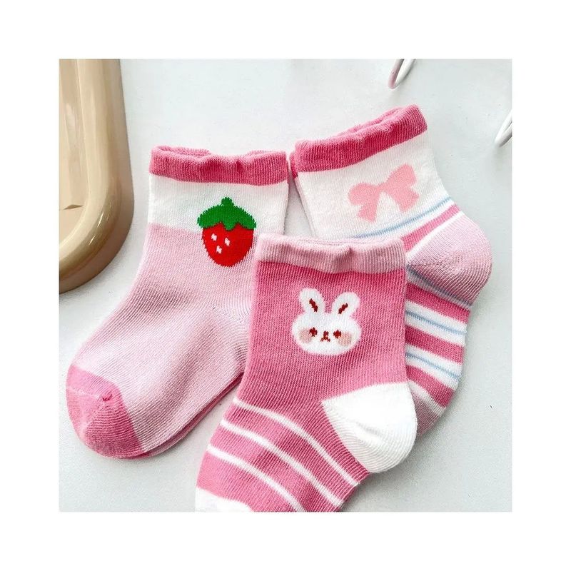 Calzini invernali per bambini Set con disegno di animazione di coniglio di fragola e tessuto da asciugatura rapida