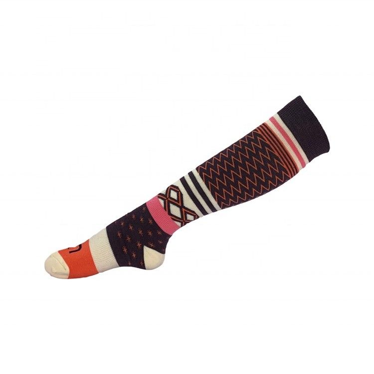 Stampatura di modello lana cross country sci al ginocchio calze sportive alte per uomini e donne