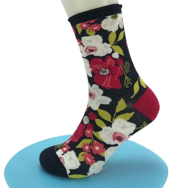 Stile regolare calze di bambù stampate in 3D a base di fiori per Natale personalizzate e traspirabili